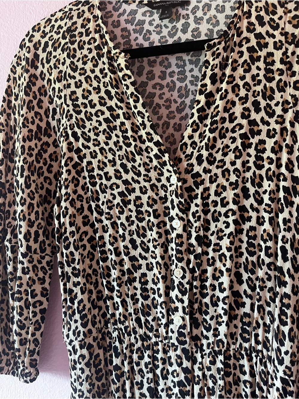 Banana Republic Leopard-Print Blouse in Black and Tan